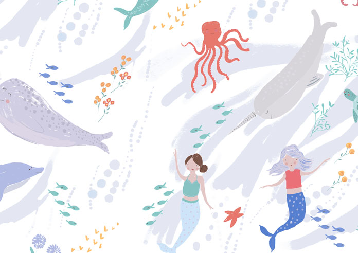 Mermaids, Ocean Blues - Roller Blind - Image 6
